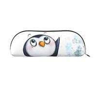 COMAAM Borsa portaoggetti mezza rotonda in pelle mimetica gialla e verde, grande capacità, adatta per riporre penne e cosmetici, I Love Penguins, Taglia unica, Astuccio portamatite