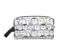 COMAAM Borsa portatile di immagazzinaggio del lavaggio di viaggio di grande capacità del bordo della pigna per i cosmetici e i prodotti, Simpatico pinguino., Taglia unica