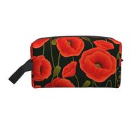 COMAAM Borsa portatile di immagazzinaggio del lavaggio di viaggio di grande capacità del modello del cupcake per i cosmetici ed i, Fiori di papavero, Taglia unica