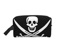 COMAAM Borsa portatile di immagazzinaggio del lavaggio di viaggio di grande capacità della libreria della libreria per i cosmetici e le forniture di lavaggio, Bandiera dei pirati, Taglia unica