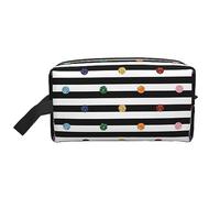 COMAAM Borsa portatile di immagazzinaggio del lavaggio di viaggio di grande capacità di sport di basket per i cosmetici e i, Righe a pois arcobaleno in bianco e nero, Taglia unica