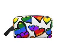 COMAAM Borsa portatile di stoccaggio del lavaggio di viaggio di grande capacità del modello delle strisce del cavallo per i cosmetici ed i prodotti, Cuori Gay Pride Colorati Arcobaleno, Taglia unica