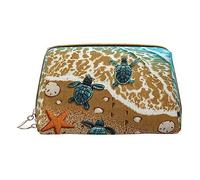 COMAAM Borse di Trucco In Pelle Cartone Animato Scienza Tema Stampato Sacchetto Da Bagno Cosmetico Portatile Uso Quotidiano Stoccaggio Borsa, Tartarughe sulla spiaggia, taglia unica