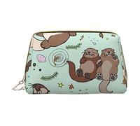 COMAAM Borse di Trucco In Pelle Cartone Animato Scienza Tema Stampato Sacchetto Da Bagno Cosmetico Portatile Uso Quotidiano Stoccaggio Borsa, Lontra, taglia unica