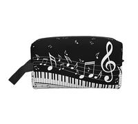 COMAAM Carino Pomerania Portatile Grande Capacità Viaggio Lavaggio Sacchetto di Immagazzinaggio Per Cosmetici E Forniture Di Lavaggio, Nota musicale bianca e nera, Taglia unica