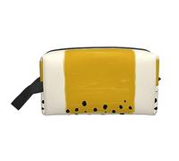 COMAAM Carino Pomerania Portatile Grande Capacità Viaggio Lavaggio Sacchetto di Immagazzinaggio Per Cosmetici E Forniture Di Lavaggio, Giallo Senape E Nero, Taglia unica