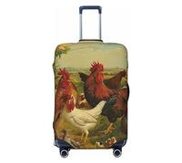 COMAAM Copertura protettiva elastica per bagagliaio, motivo: galline e fattoria, adatta per bagagli di 45-81 cm, Polli E Fattoria, X-Large