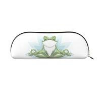 COMAAM Divertente borsa portaoggetti in pelle a forma di rana da yoga, grande capacità, adatta per riporre penne e cosmetici, Divertente Yoga Rana, Taglia unica, Astuccio portamatite