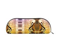 COMAAM Divertente borsa portaoggetti in pelle a forma di rana da yoga, grande capacità, adatta per riporre penne e cosmetici, Note musicali per violino pianoforte, Taglia unica, Astuccio portamatite