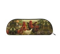 COMAAM Divertente borsa portaoggetti in pelle per racchette da tennis e palline da tennis, grande capacità, adatta per riporre penne e cosmetici, Polli e fattoria, Taglia unica, Astuccio portamatite