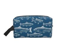 COMAAM Divertente Yoga Frog Portatile Grande Capacità di Viaggio Lavaggio Sacchetto di Immagazzinaggio Per Cosmetici E Forniture Di Lavaggio, Pesci Oceano, Taglia unica