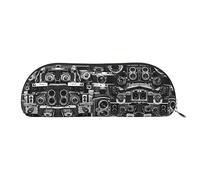 COMAAM Library Bookshelf Book Leather Half Round Storage Bag Large Capacity Pen Pencil Bag adatto per riporre penne e cosmetici, Collezione Cool Camera, Taglia unica, Astuccio portamatite