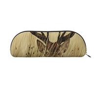 COMAAM Library Bookshelf Book Leather Half Round Storage Bag Large Capacity Pen Pencil Bag adatto per riporre penne e cosmetici, Cervo a coda bianca, Taglia unica, Astuccio portamatite