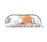 COMAAM Library Bookshelf Book Leather Half Round Storage Bag Large Capacity Pen Pencil Bag adatto per riporre penne e cosmetici, Zucche colorate autunnali, Taglia unica, Astuccio portamatite