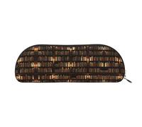 COMAAM Library Bookshelf Book Leather Half Round Storage Bag Large Capacity Pen Pencil Bag adatto per riporre penne e cosmetici, Libreria Libreria Libro, Taglia unica, Astuccio portamatite