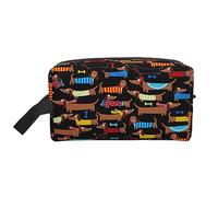 COMAAM Lodge Bear Deer Fish Portatile Grande Capacità Viaggio Wash Sacchetto di Immagazzinaggio Per Cosmetici E Prodotti Di Lavaggio, I Love My Dog Bassotti, Taglia unica