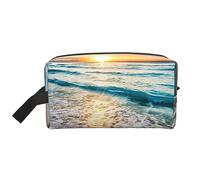 COMAAM Red Skulls - Borsa da viaggio portatile di grande capacità, per cosmetici e prodotti di lavaggio, Spiaggia Tramonto Oceano, Taglia unica