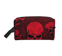 COMAAM Red Skulls - Borsa da viaggio portatile di grande capacità, per cosmetici e prodotti di lavaggio, Teschi rossi., Taglia unica