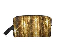 COMAAM Rosa Foglie Camo Portatile Grande Capacità Viaggio Wash Storage Bag Per Cosmetici E Forniture Di Lavaggio, Glitter oro paillettes, Taglia unica