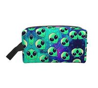 COMAAM Rosa Foglie Camo Portatile Grande Capacità Viaggio Wash Storage Bag Per Cosmetici E Forniture Di Lavaggio, Alieni Verdi, Taglia unica
