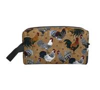 COMAAM Rosa Foglie Camo Portatile Grande Capacità Viaggio Wash Storage Bag Per Cosmetici E Forniture Di Lavaggio, Stampa Gallo E Pollo, Taglia unica