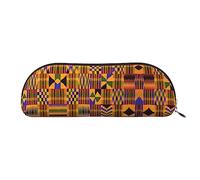 COMAAM Simpatico astuccio in pelle Pomerania, semicircolare, grande capacità, adatto per riporre penne e cosmetici, Tessitura africana, Taglia unica, Astuccio portamatite