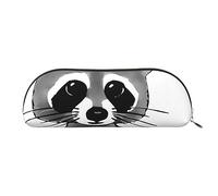 COMAAM Skunk - Astuccio in pelle semicircolare per penne e matite, grande capacità, adatto per riporre penne e cosmetici, Cartone Animato Procione Carino, Taglia unica, Astuccio portamatite