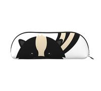COMAAM Skunk - Astuccio in pelle semicircolare per penne e matite, grande capacità, adatto per riporre penne e cosmetici, Skunk., Taglia unica, Astuccio portamatite