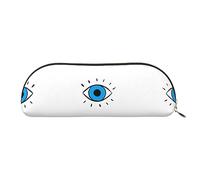 COMAAM Skunk - Astuccio in pelle semicircolare per penne e matite, grande capacità, adatto per riporre penne e cosmetici, Evil Eye, Taglia unica, Astuccio portamatite