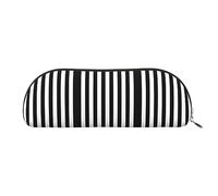 COMAAM Skunk - Astuccio in pelle semicircolare per penne e matite, grande capacità, adatto per riporre penne e cosmetici, A righe bianche e nere., Taglia unica, Astuccio portamatite
