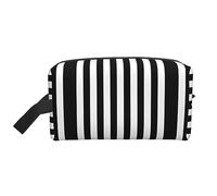 COMAAM Skunk - Borsa da viaggio portatile di grande capacità, per cosmetici e articoli per il lavaggio, Strisce bianche e nere, Taglia unica