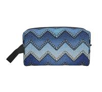 COMAAM Skunk - Borsa da viaggio portatile di grande capacità, per cosmetici e articoli per il lavaggio, Denim blu sfumato, Taglia unica