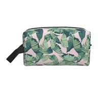 COMAAM Skunk - Borsa da viaggio portatile di grande capacità, per cosmetici e articoli per il lavaggio, Foglie Di Palma Verde Rosa, Taglia unica