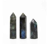 ComAce Decorazione della Stanza Obelisco a Punta di Quarzo Labradorite in Cristallo Naturale 3 Pezzi for Decorazione 85mm-95mm