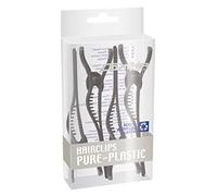 Comair 7000082 - Clip per capelli Pure Plastic, confezione da 4 pezzi, 100% plastica, senza metallo