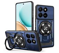 COMAKU Cover Armor per Honor 400 Smart, Custodia TPU+PC Antiurto con Anello Supporto Case [Protezione Fotocamera Cover] - Blu