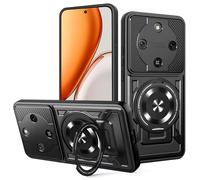 COMAKU Cover Armor per Honor Magic 8 Lite/Honor X9d 5G, Custodia TPU+PC Antiurto con Anello Supporto Case [Protezione Fotocamera Cover] - Nero