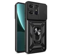 COMAKU Cover Armor per Motorola Edge 50 Pro, Custodia TPU+PC Antiurto con Scorrevole Cover Anello Supporto - Nero