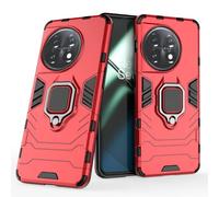 COMAKU Cover Armor per OnePlus 11, Custodia TPU+PC Antiurto con Anello Supporto - Rosso
