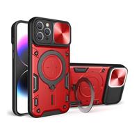 COMAKU Cover Armor per Oppo A5 Pro 5G, Custodia TPU+PC Antiurto con Scorrevole Cover Anello Supporto - Rosso