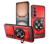 COMAKU Cover Armor per Realme 14X 5G / Realme C75 4G, Custodia TPU+PC Antiurto con Anello Supporto Case [Protezione Fotocamera Cover] - Rosso