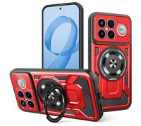COMAKU Cover Armor per Xiaomi Poco F8 Ultra, Custodia TPU+PC Antiurto con Anello Supporto Case [Protezione Fotocamera Cover] - Rosso