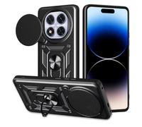 COMAKU Cover Armor per Xiaomi Redmi Note 14 Pro Plus 5G (Pro+), Custodia TPU+PC Antiurto con Scorrevole Cover Anello Supporto - Nero