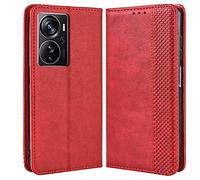 COMAKU Cover in retrò Pelle per ZTE Axon 40 PRO, Premium Custodia in Portafoglio con Slot per Schede e Contanti - Rosso