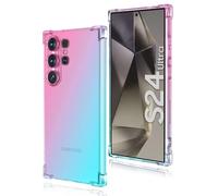 COMAKU Cover Pendenza Colorato per Samsung Galaxy S24 Ultra, Custodia Traslucido Silicone TPU con Antiurto Bumper, vert rose