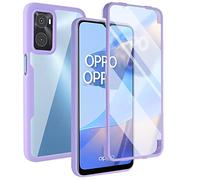 COMAKU Cover per Oppo A96 / A76 / A36 / Realme 9i, 360 Gradi Rugged Custodia Antiurto Case con Protezione Integrata dello Schermo, Rugged Doppia Bumper Trasparente Case Integrale Cover - Viola