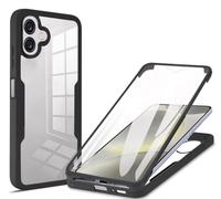 COMAKU Cover per Samsung Galaxy A06, 360 Gradi Rugged Custodia Antiurto Case con Protezione Integrata dello Schermo, Rugged Doppia Bumper Trasparente Case Integrale Cover - Nero