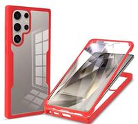 COMAKU Cover per Samsung Galaxy S25 Ultra, 360 Gradi Rugged Custodia Antiurto Case con Protezione Integrata dello Schermo, Rugged Doppia Bumper Trasparente Case Integrale Cover - Rosso