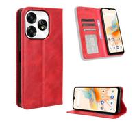 COMAKU Cover UMIDIGI A15/ UMIDIGI A15C, Custodia a Portafoglio Pelle con Supporto e Chiusura Magnetica - Rosso