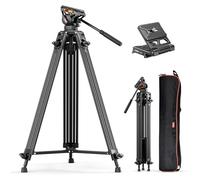 COMAN Treppiede per video, 188 cm, professionale, in metallo, resistente, con testa fluido di smorzamento regolabile, piastra QR a doppia modalità, compatibile con DJI RS Manfrotto (Q6 New Fluid Head)